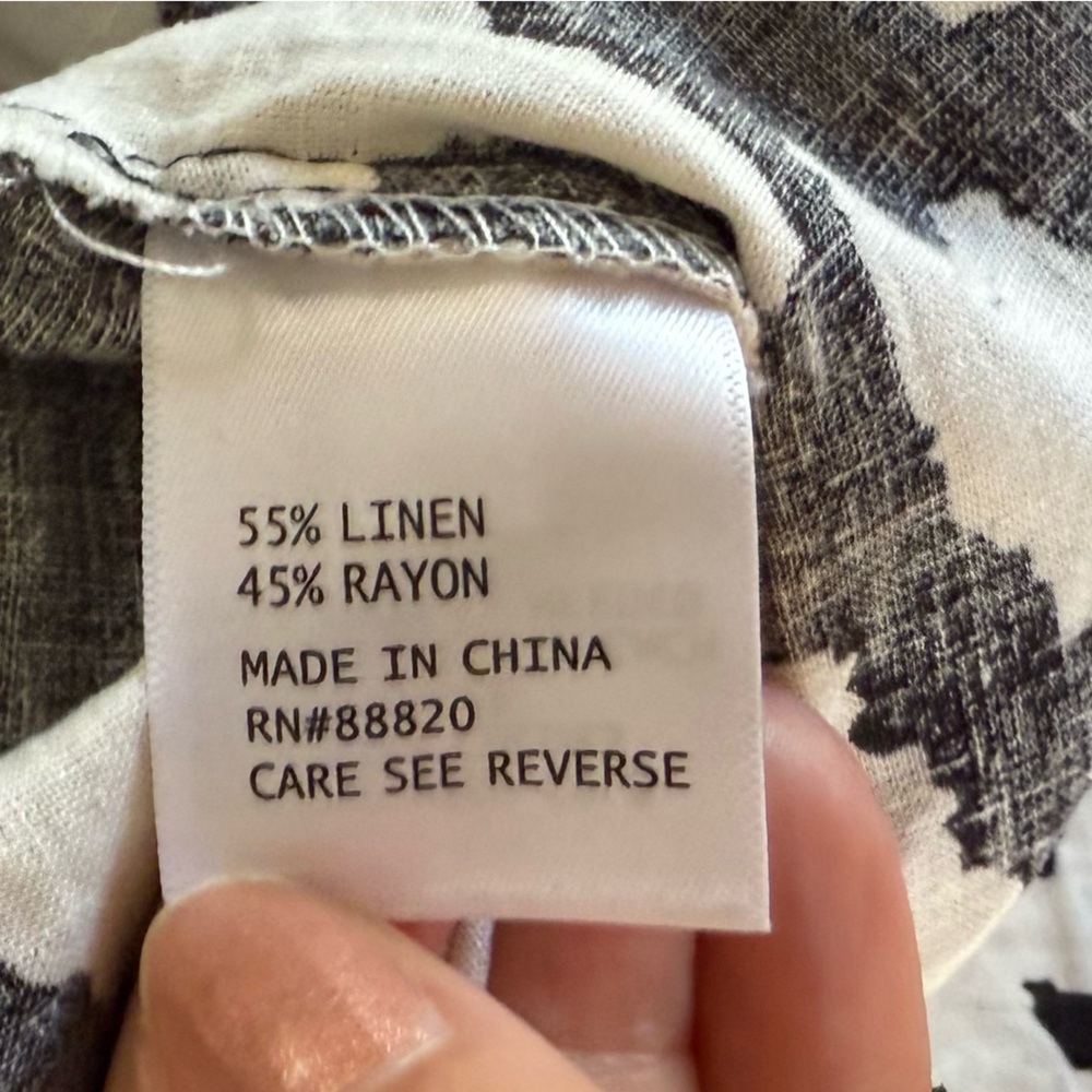 RACHEL ZOE 2 Piece Linen Blend Black White Damask Print Pant Set M/L - Picture 8 of 10